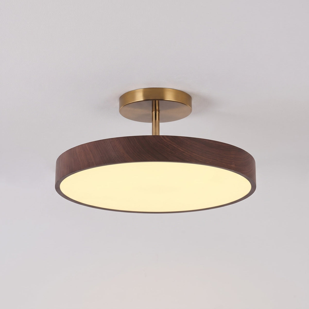 Runde LED Deckenleuchte im Skandinavischen Holzdesign - Ceiling Light Fixtures - Dunkles Holz - Voldeva