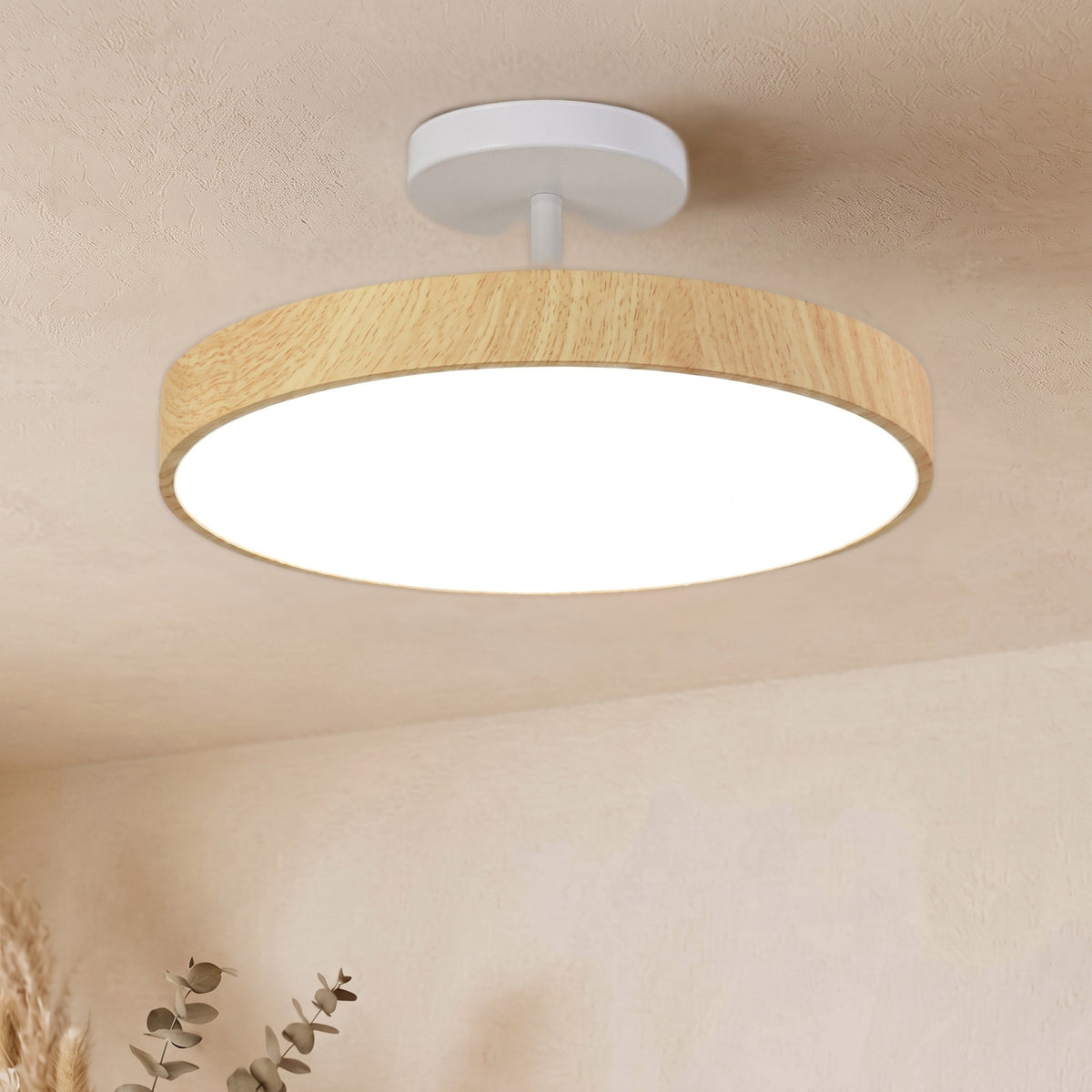 Runde LED Deckenleuchte im Skandinavischen Holzdesign - Ceiling Light Fixtures - Helles Holz - Voldeva