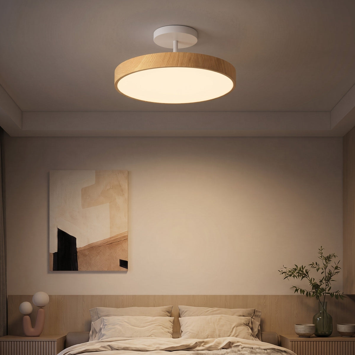 Runde LED Deckenleuchte im Skandinavischen Holzdesign - Ceiling Light Fixtures - Helles Holz - Voldeva