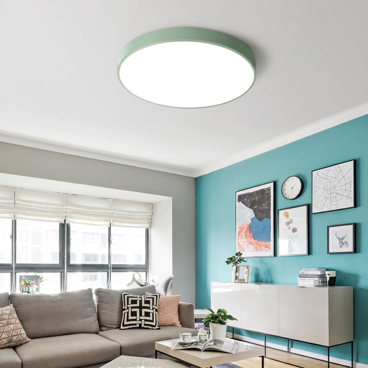 Runde LED Deckenleuchte mit minimalistisches Flachdesign - Ceiling Light Fixtures - Grün - Voldeva
