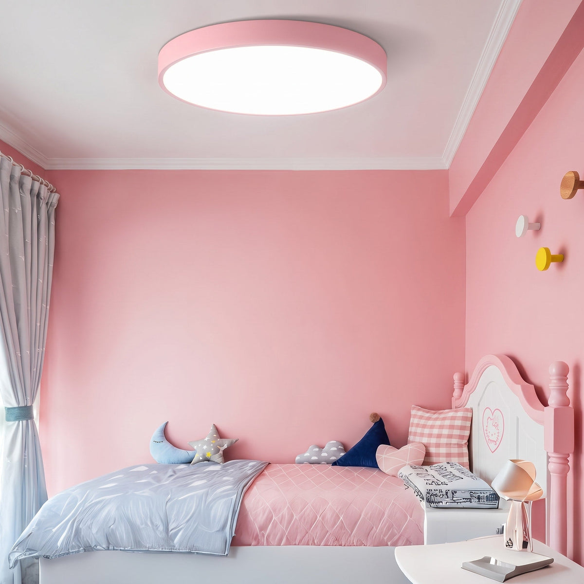 Runde LED Deckenleuchte mit minimalistisches Flachdesign - Ceiling Light Fixtures - Rosa - Voldeva