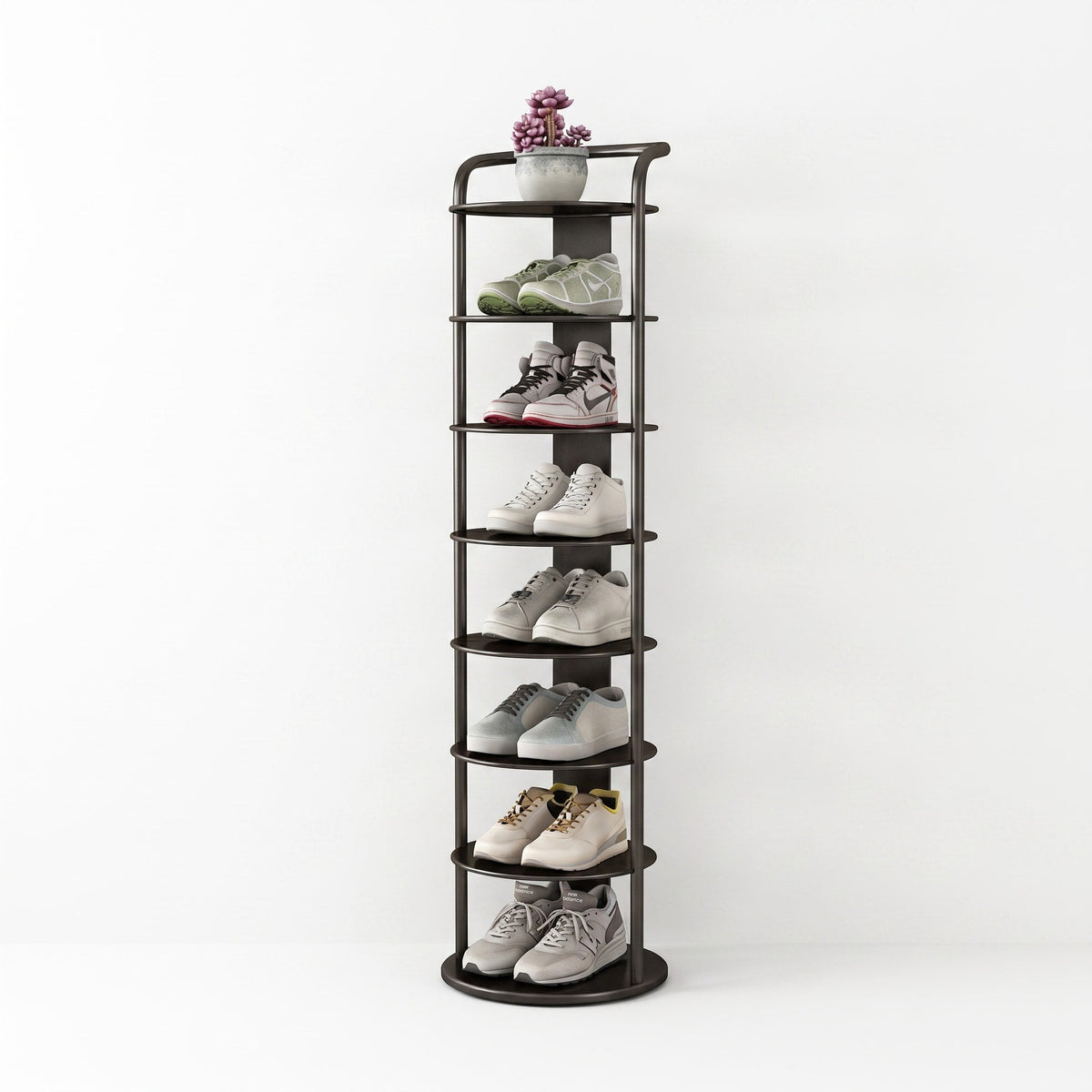 Runder Schuhregal Turm aus Metall mit mehreren Ebenen - Shoe Racks - Schwarz - Voldeva