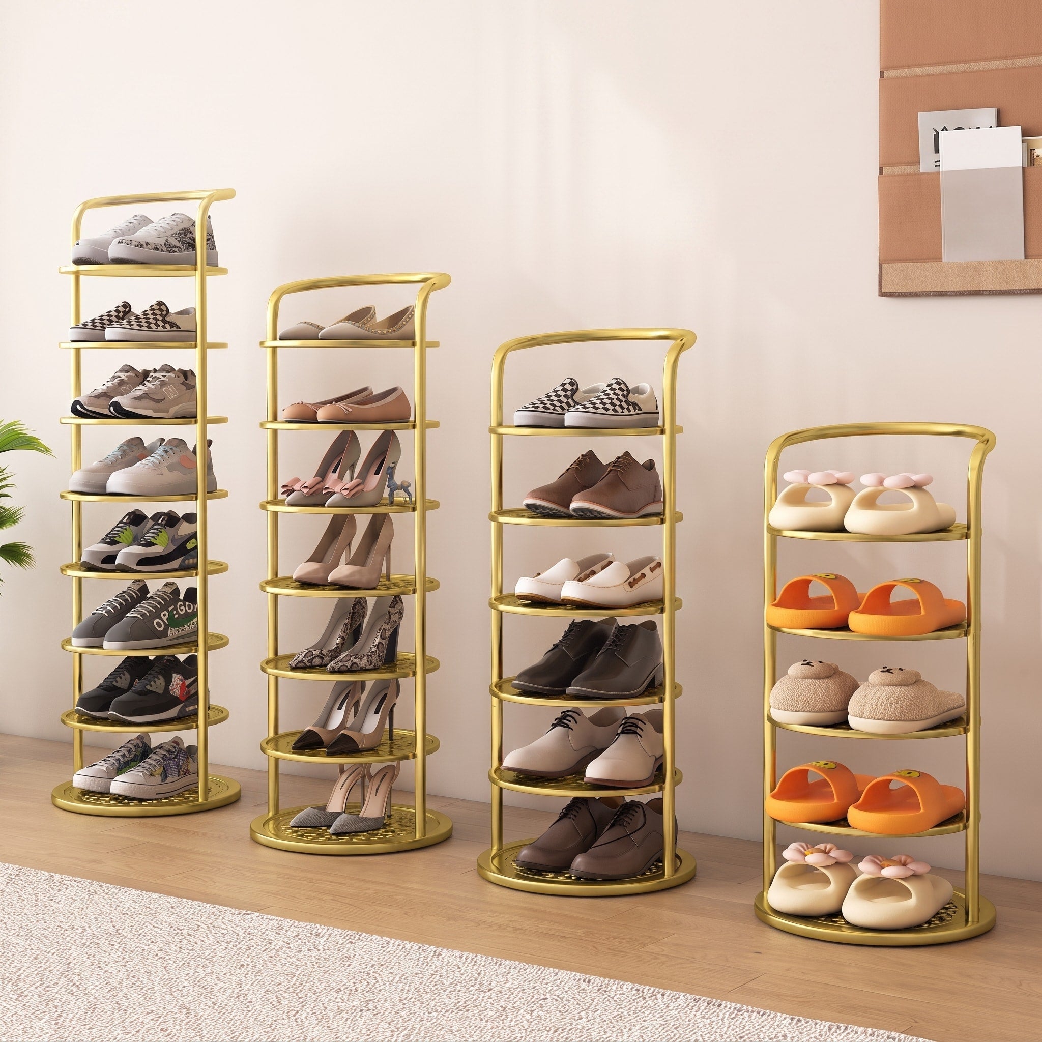 Runder Schuhregal Turm aus Metall mit mehreren Ebenen - Shoe Racks - Gold - Voldeva