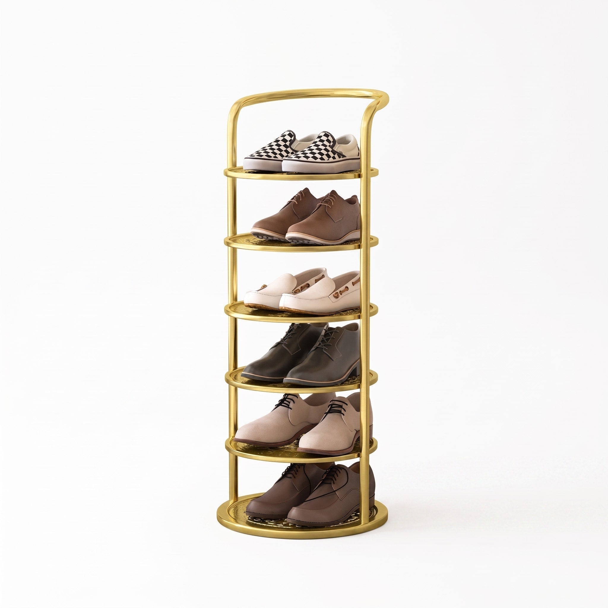 Runder Schuhregal Turm aus Metall mit mehreren Ebenen - Shoe Racks - Gold - Voldeva
