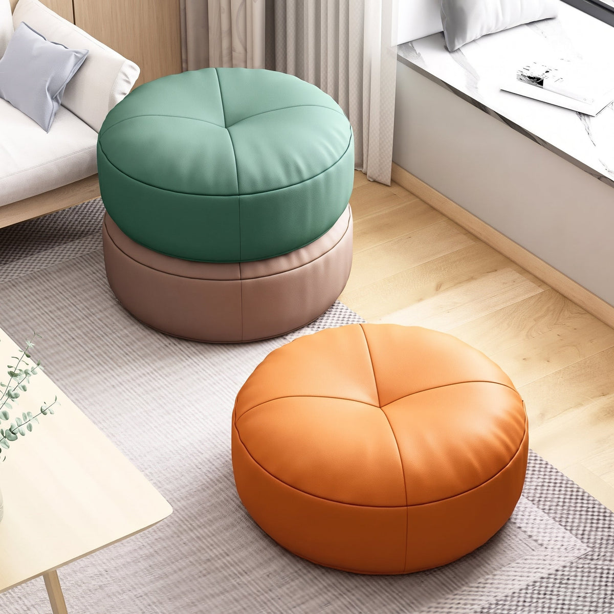 Rundes Bodenkissen im japanischen Stil für gemütliches Sitzen - Ottomans - Grün - Voldeva