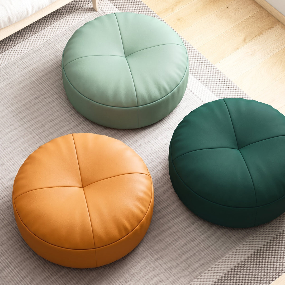 Rundes Bodenkissen im japanischen Stil für gemütliches Sitzen - Ottomans - Grün - Voldeva