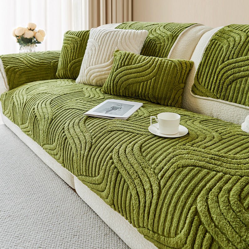 Rutschfest & Strukturiert Sofawurfplüsch - Sofabezüge - Grün - Voldeva