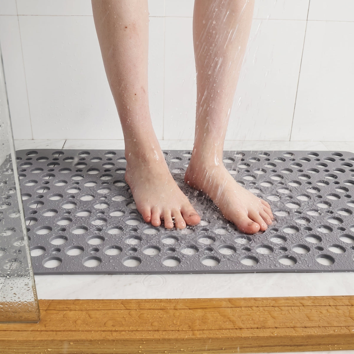 Rutschfeste Hohle Ablauf-Dusche Perforierte Badematte - Bath Mats & Rugs - Grau - Voldeva