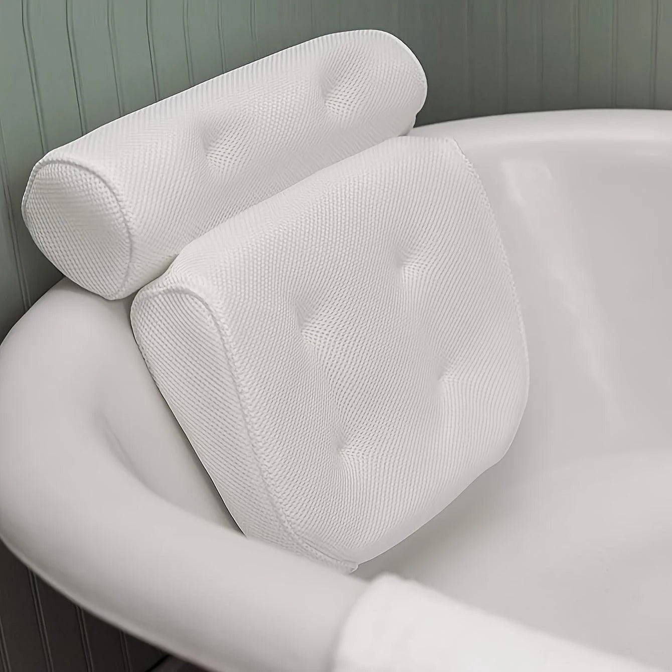 Rutschfestes Badewannen - Pillow mit Saugnäpfen - Badekissen - Weiß - Voldeva