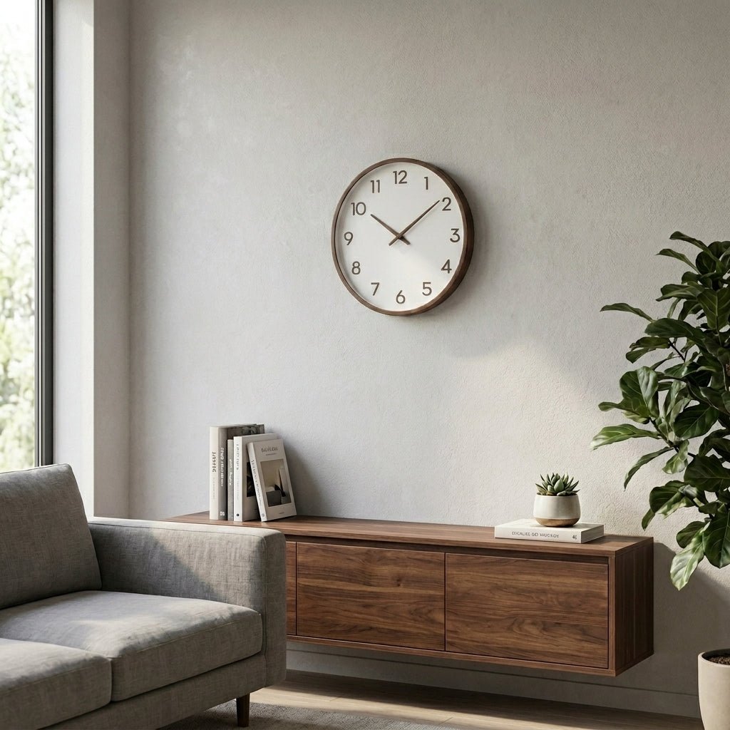Samuel – Stille Analoge Wanduhr aus Massivholz - Wanduhr - Creme - Voldeva