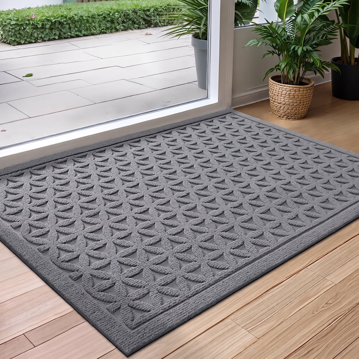 Saugfähig Rillen Fußmatte mit Rundbogenmuster für Eingangsbereich - Door Mats - Grau - Voldeva
