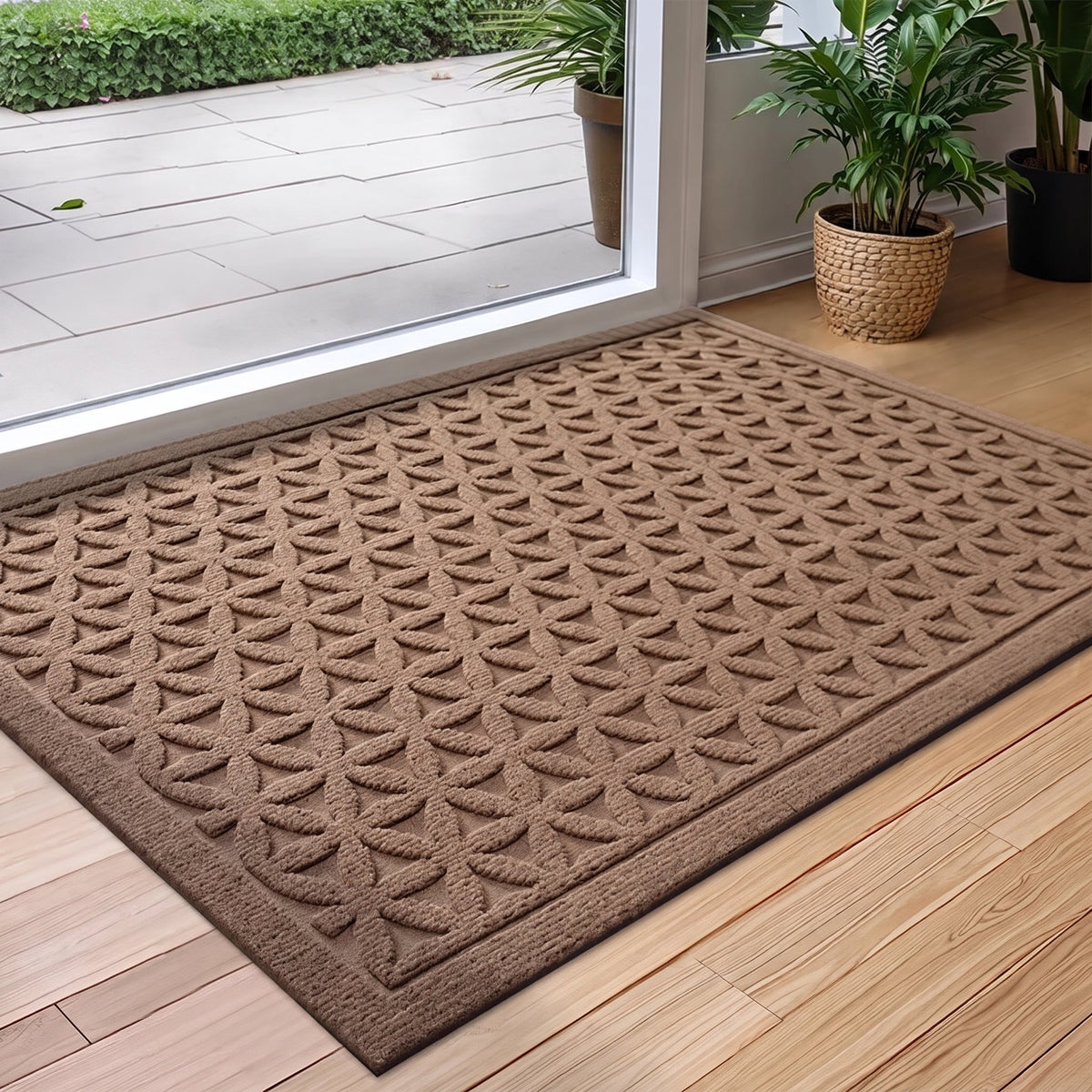 Saugfähig Rillen Fußmatte mit Rundbogenmuster für Eingangsbereich - Door Mats - Braun - Voldeva