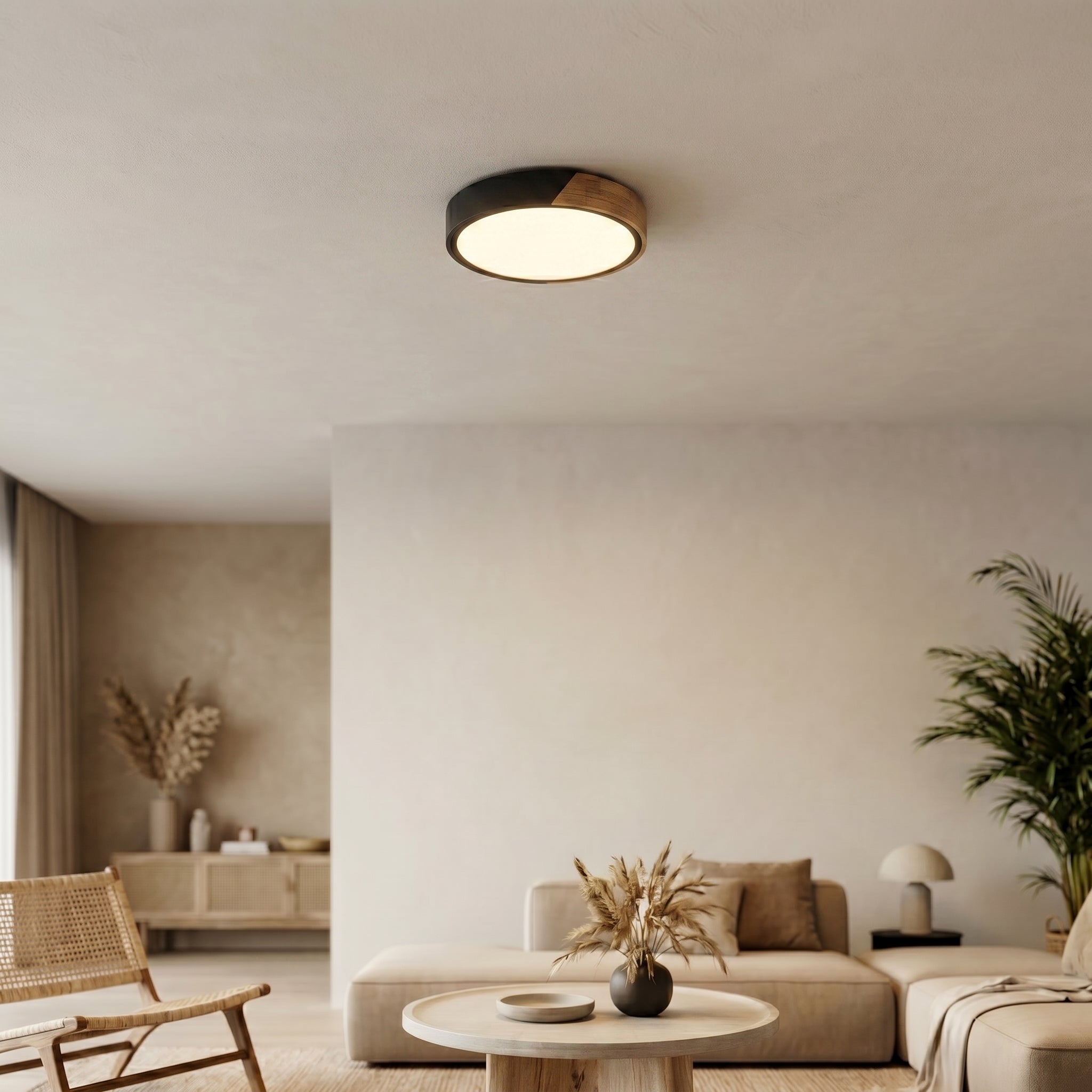 Scandinavische Holz - Deckenlampe – Modernes minimalistisches LED - Design - Deckenlampen - Schwarz - Voldeva