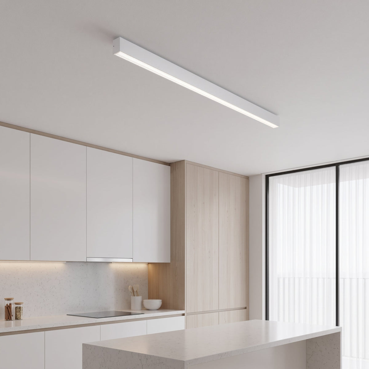 Schlanke LED-Latte Deckenleuchte Lineares Panel Flach - Ceiling Light Fixtures - Weiß - Voldeva