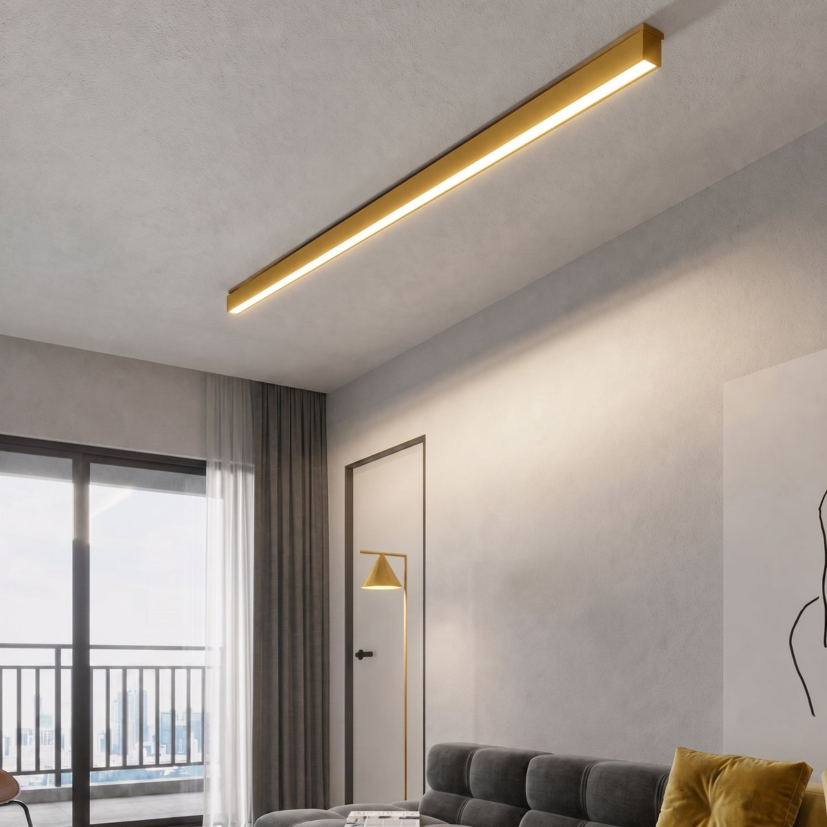 Schlanke LED-Latte Deckenleuchte Lineares Panel Flach - Ceiling Light Fixtures - Gold - Voldeva