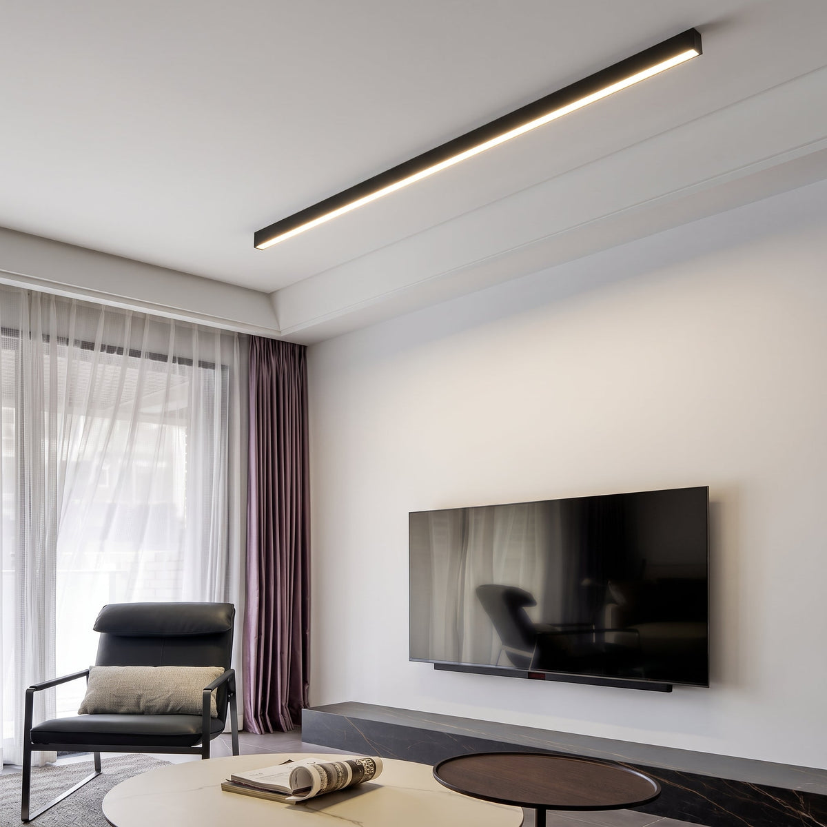 Schlanke LED-Latte Deckenleuchte Lineares Panel Flach - Ceiling Light Fixtures - Weiß - Voldeva