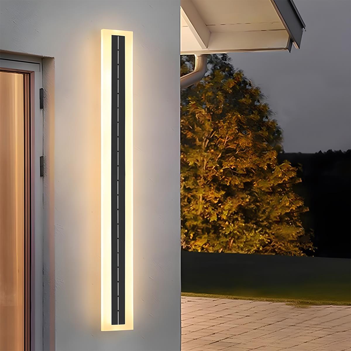 Schlanke Solar - LED - Wandleuchte - Solar - LED - Leuchte - Warmweiß - Voldeva