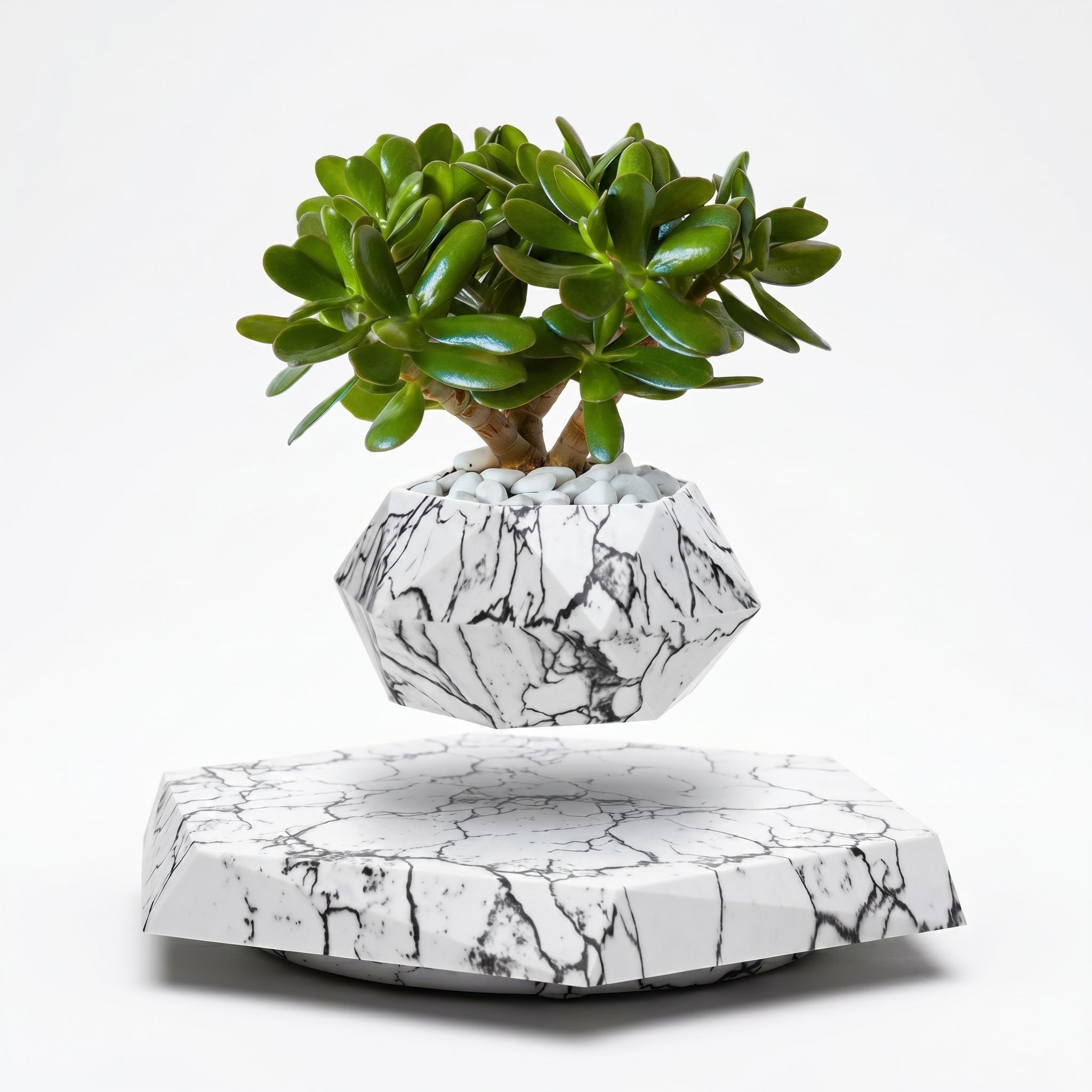 Schwebender Magnetischer Blumentopf mit Dekorativem Sockel - Vasen - Marmor - Voldeva