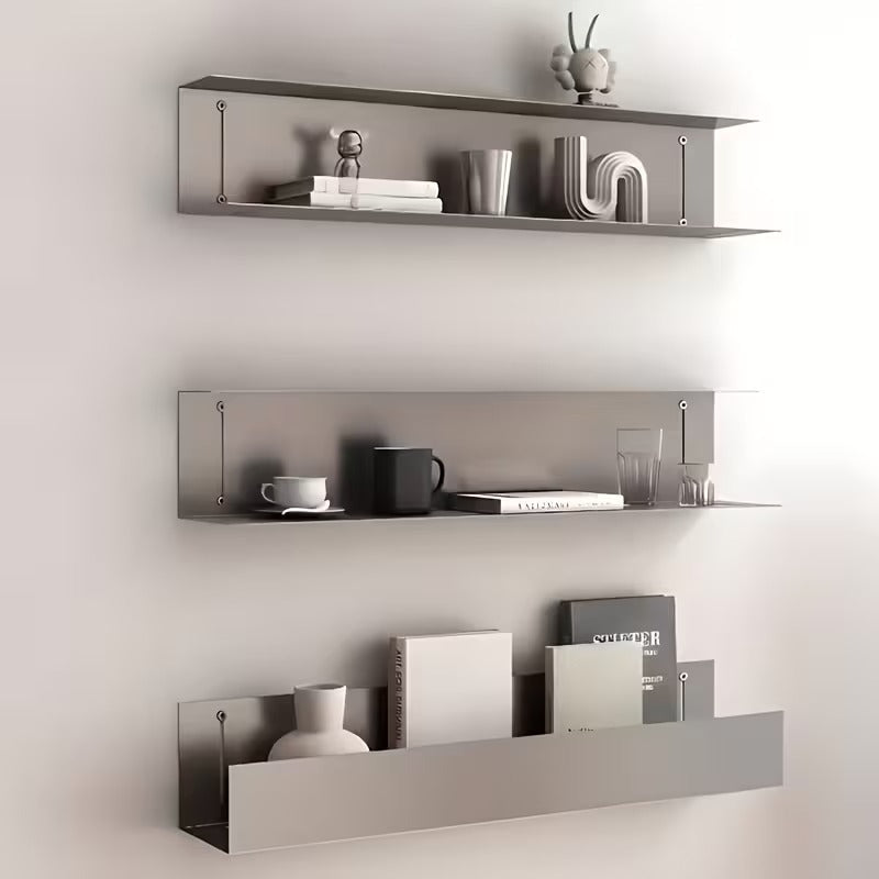 Modernes Metall - Wandregal mit seitlichen Wänden - Schweberegal - 60x15x15 cm - Voldeva
