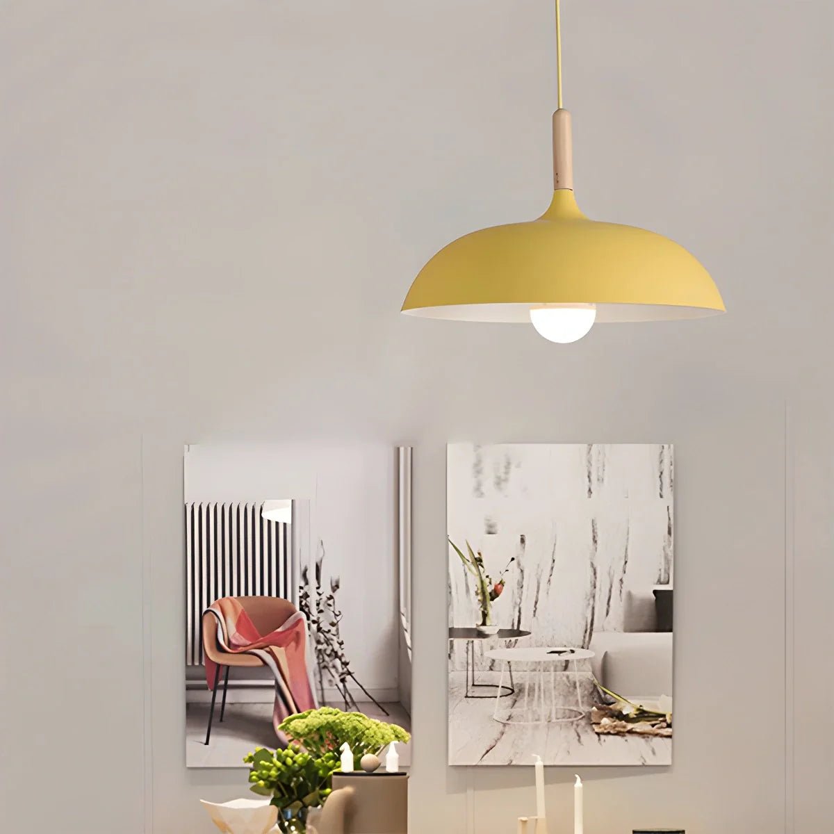 Skandinavische Pendelleuchte für Wohnzimmer und Küche - Pendelleuchte - Gelb - Voldeva