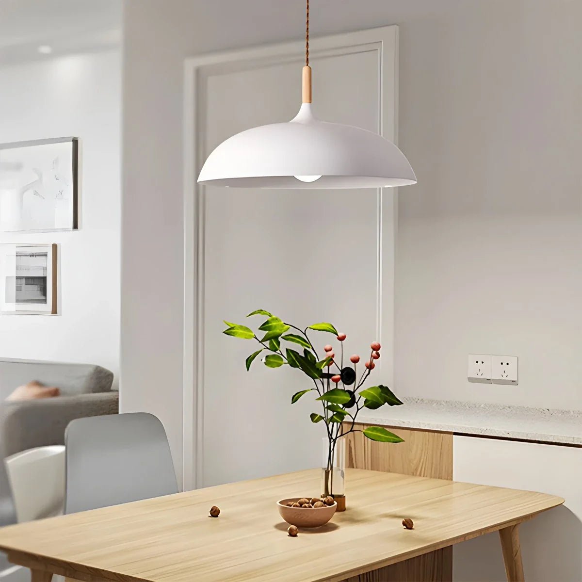 Skandinavische Pendelleuchte für Wohnzimmer und Küche - Pendelleuchte - Weiß - Voldeva