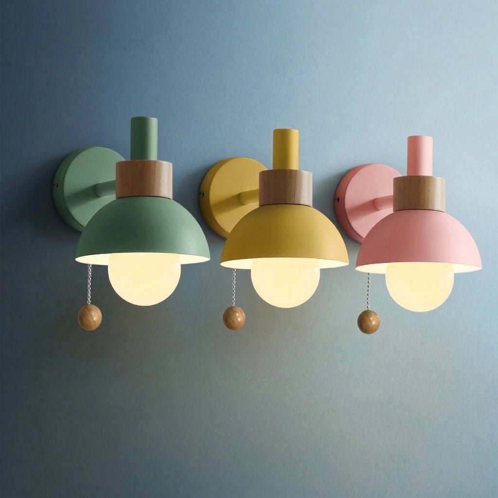 Skandinavischer Wandleuchte im Retro-Design mit Holzoptik - Wall Light Fixtures - Grün - Voldeva