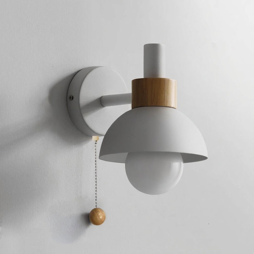 Skandinavischer Wandleuchte im Retro-Design mit Holzoptik - Wall Light Fixtures - Weiß - Voldeva