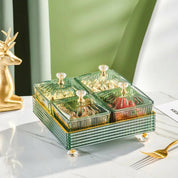 Snacktablett mit Deckel und Fächern - Snack - Tablett - Grün - Voldeva