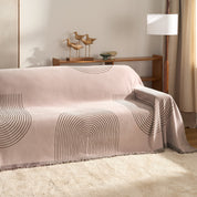 Sofa - Überwurf Mit Modernem Geometrischem Muster - Kissenbezüge - Erdiges Taupe - Voldeva