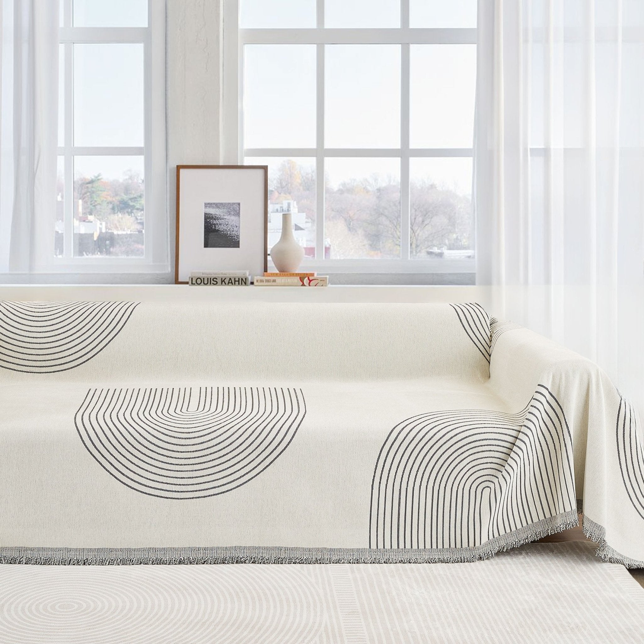 Sofa - Überwurf Mit Modernem Geometrischem Muster - Kissenbezüge - Schwarz - Voldeva
