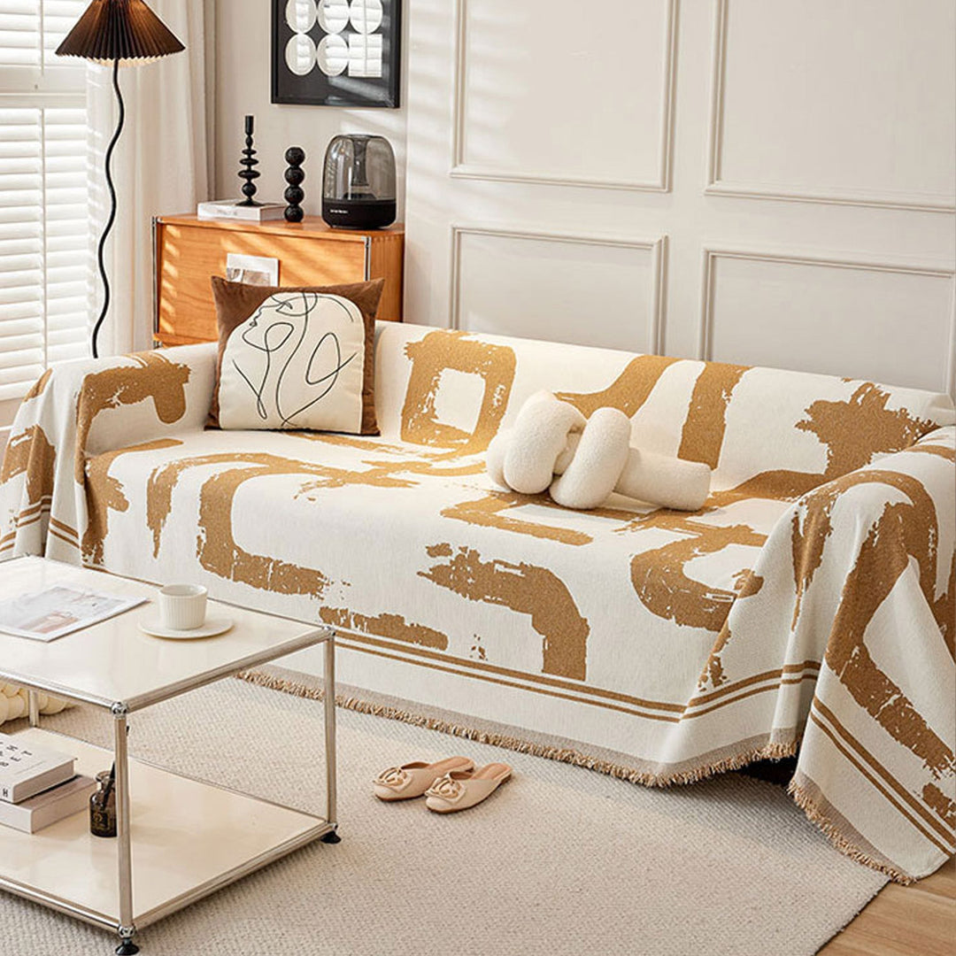 Sofabezug Mit Abstraktem Muster Und Fransen - Wohnzimmer - Voldeva