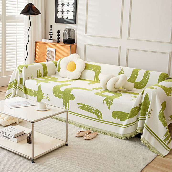 Sofabezug Mit Abstraktem Muster Und Fransen - Wohnzimmer - Voldeva