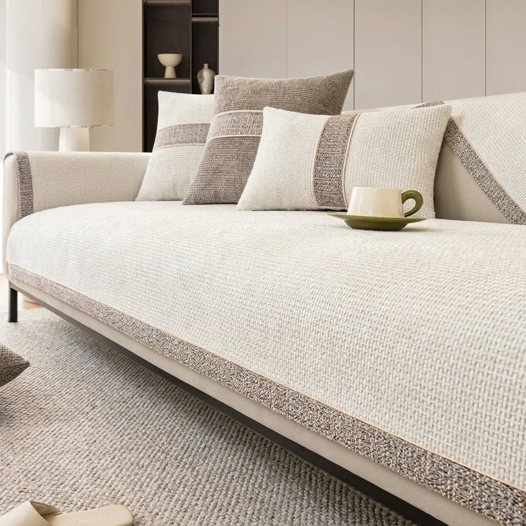 Sofaschutz und Textil - Set für das Wohnzimmer - Sofaschutz - Weiß - Voldeva