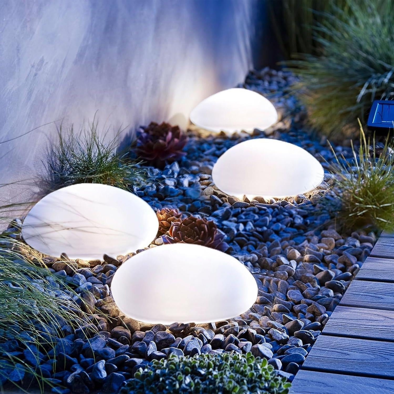 Solar - Gartenleuchte im Stein - Design - LED - Dekorationslichter - 14.5 x 10.5 cm - Voldeva