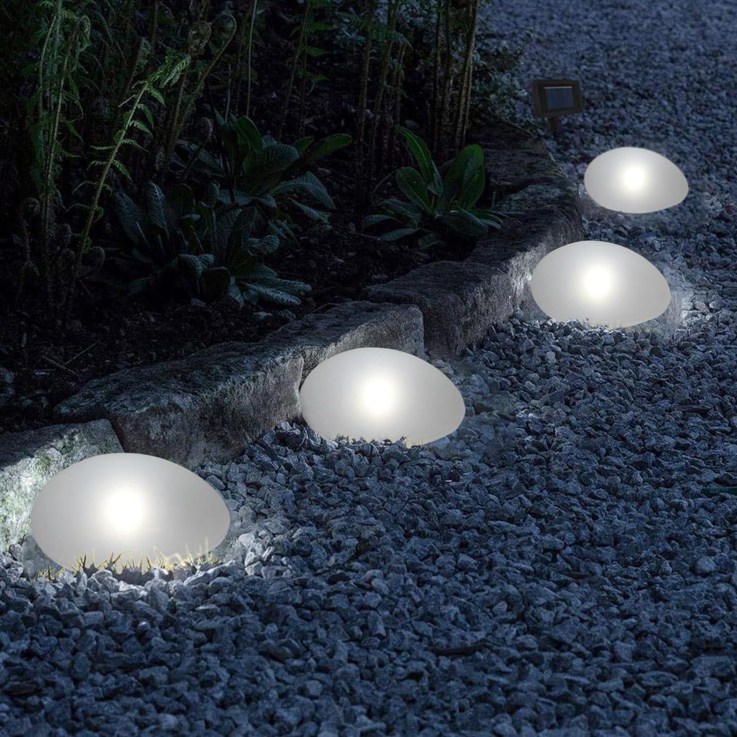 Solar - Gartenleuchte im Stein - Design - LED - Dekorationslichter - 14.5 x 10.5 cm - Voldeva