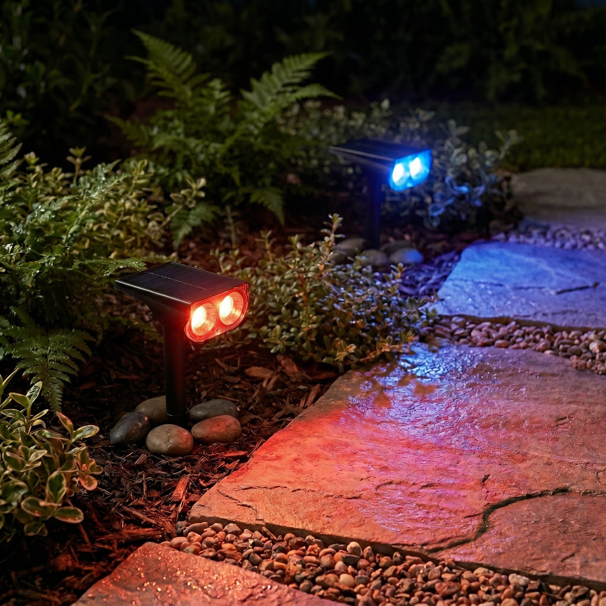 Solar LED - Erdspieß Strahler für Garten und Wege - Gartenbeleuchtung - RGB - Voldeva