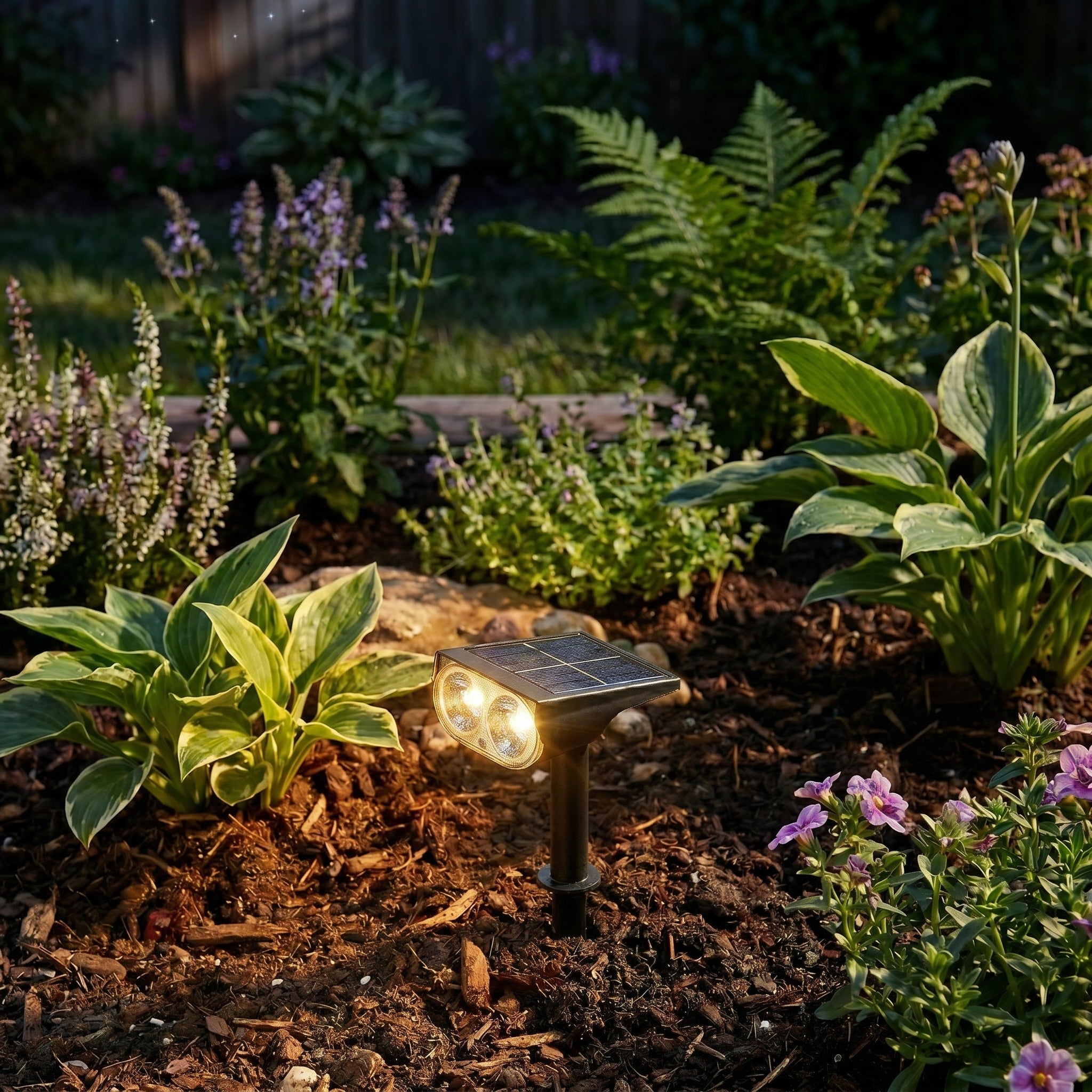 Solar LED - Erdspieß Strahler für Garten und Wege - Gartenbeleuchtung - Warmweiß - Voldeva