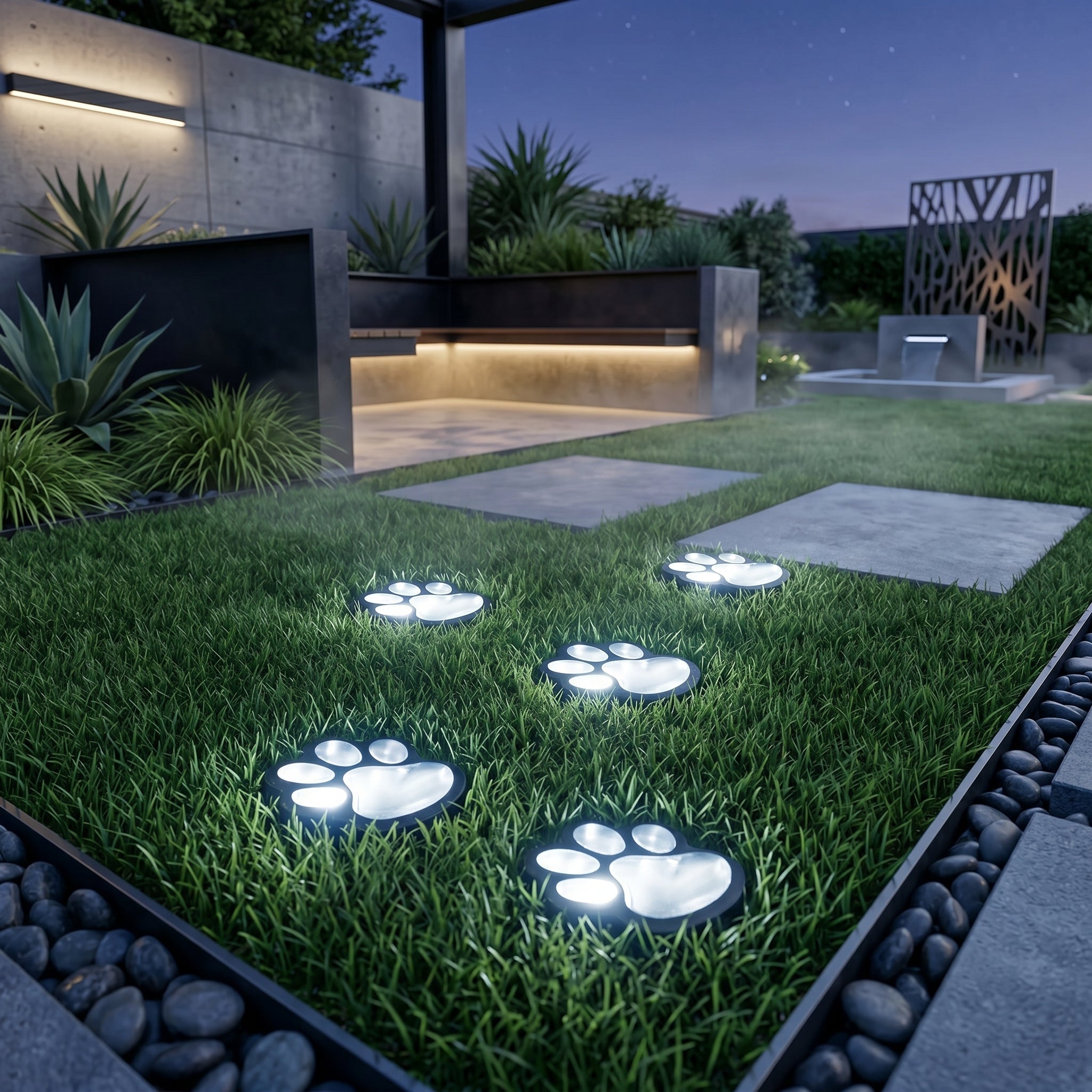 Solar LED - Gartenleuchte mit Pfoten - Design - Gartenbeleuchtung - Weißes Licht - Voldeva