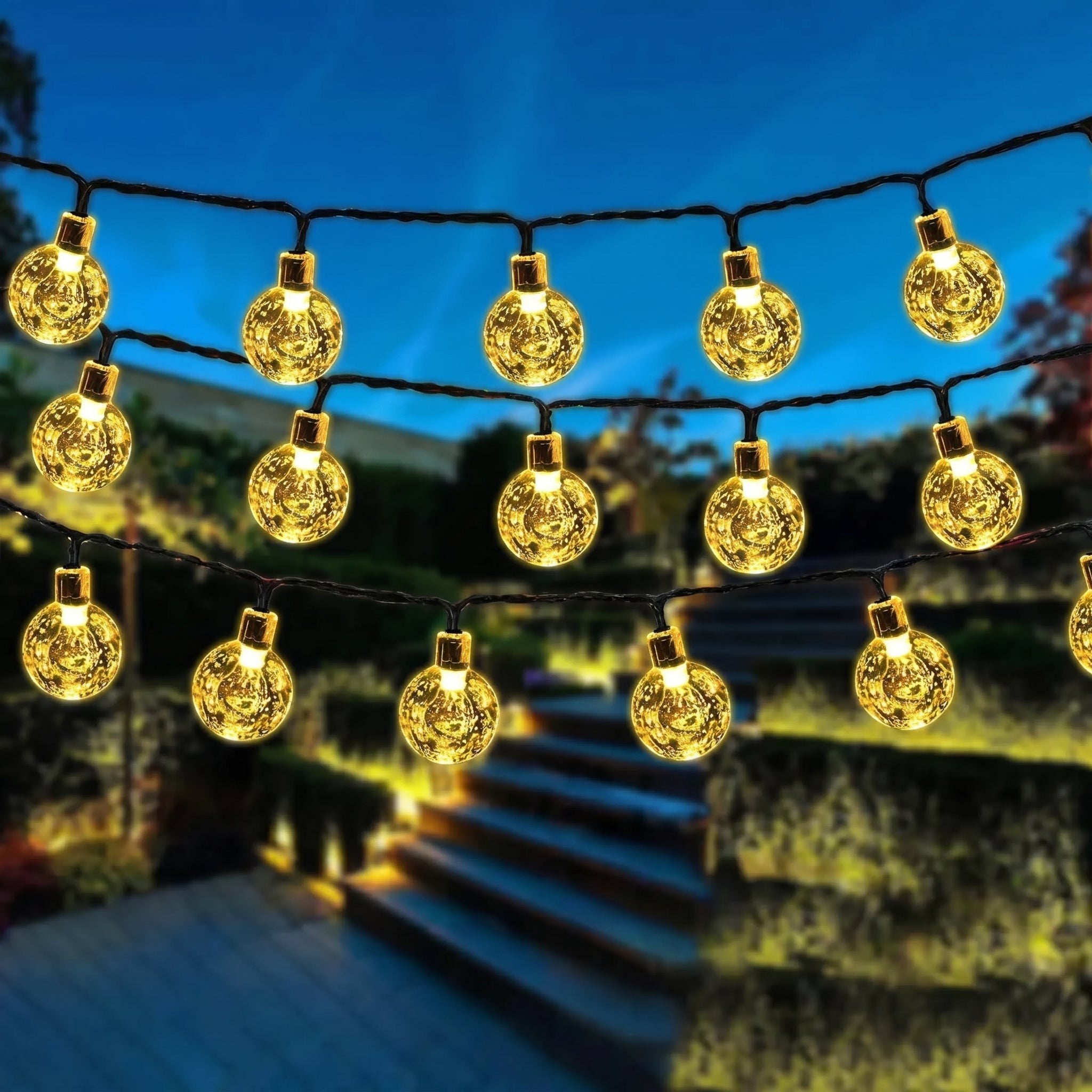 Solar LED - Lichterkette mit Kristallkugeln - Beleuchtung - Voldeva