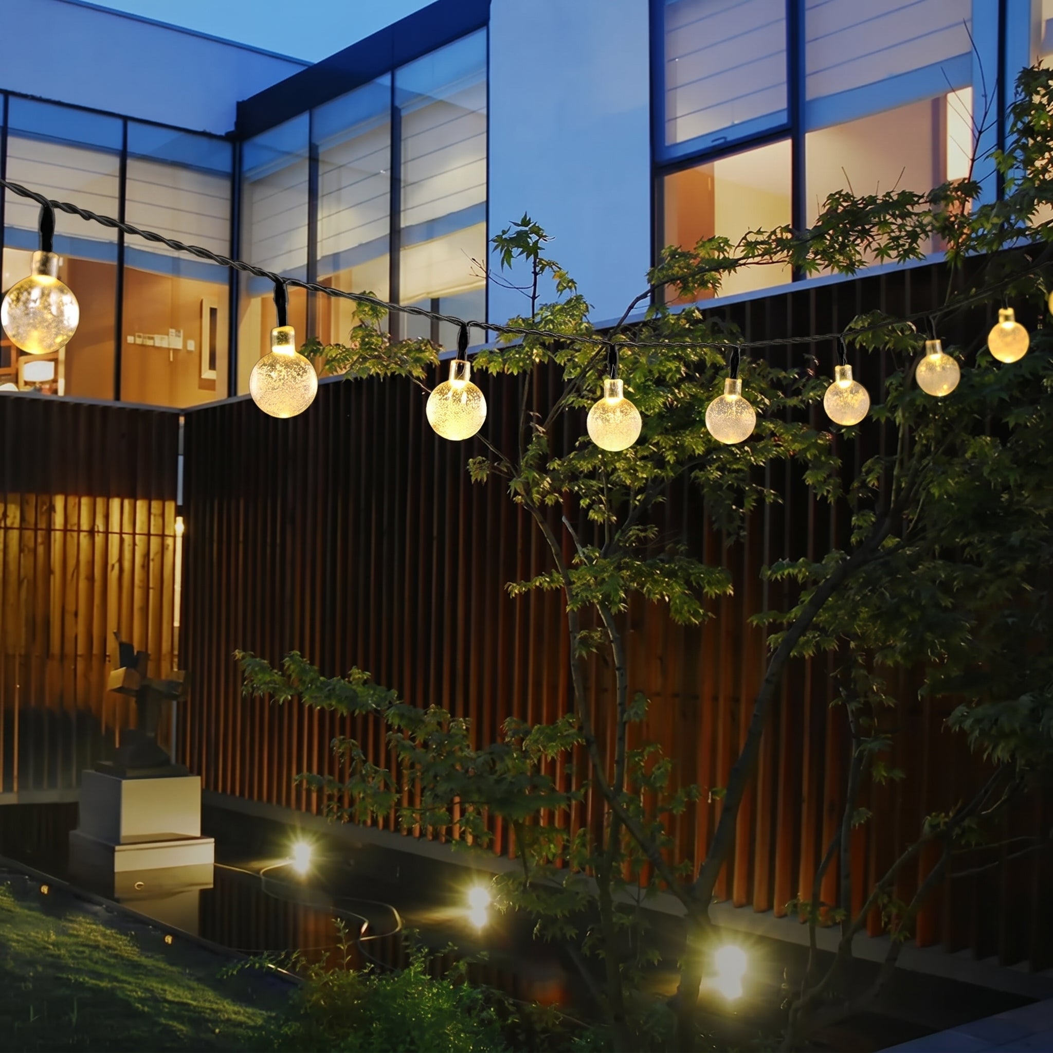 Solar LED - Lichterkette mit Kristallkugeln - Beleuchtung - Voldeva
