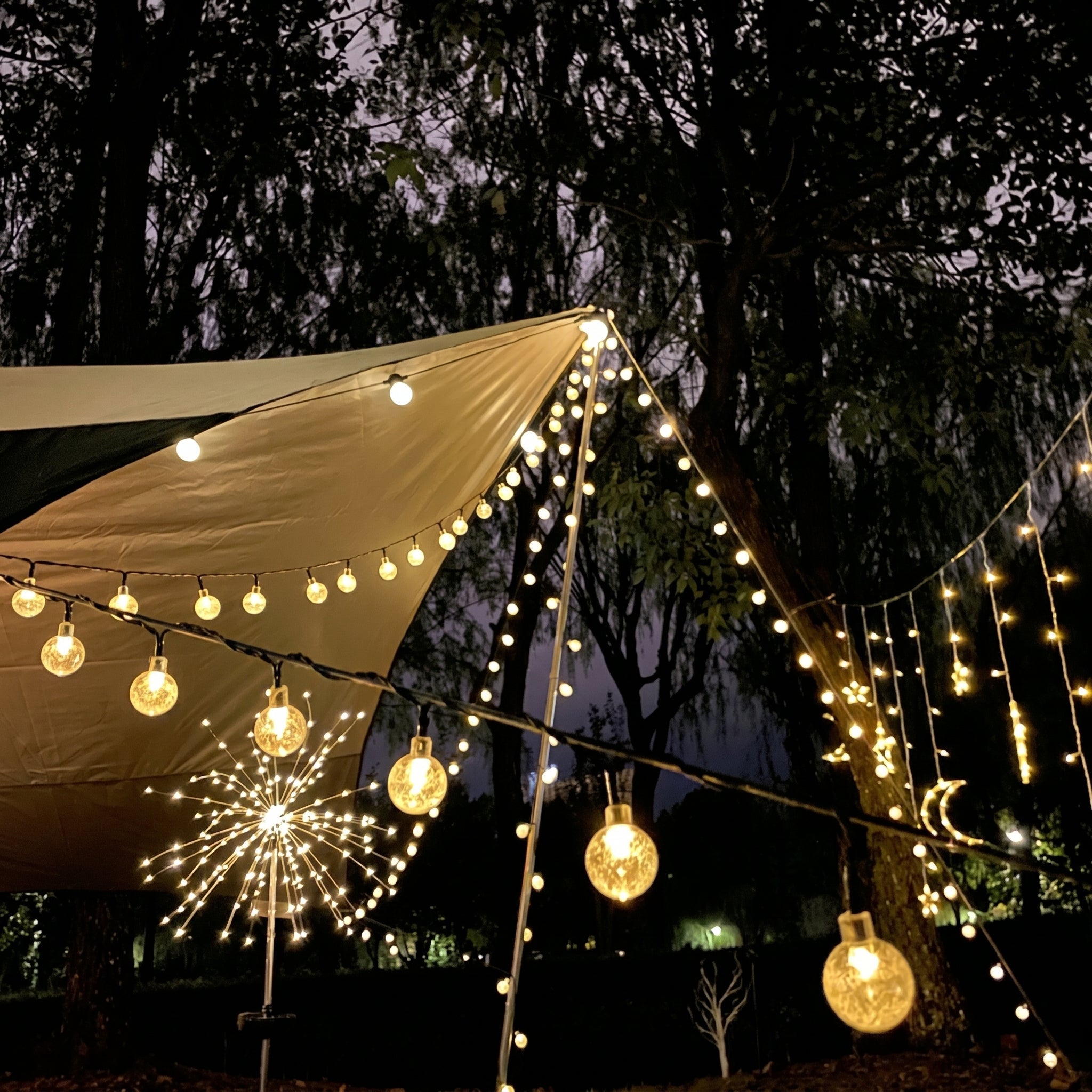Solar LED - Lichterkette mit Kristallkugeln - Beleuchtung - Voldeva