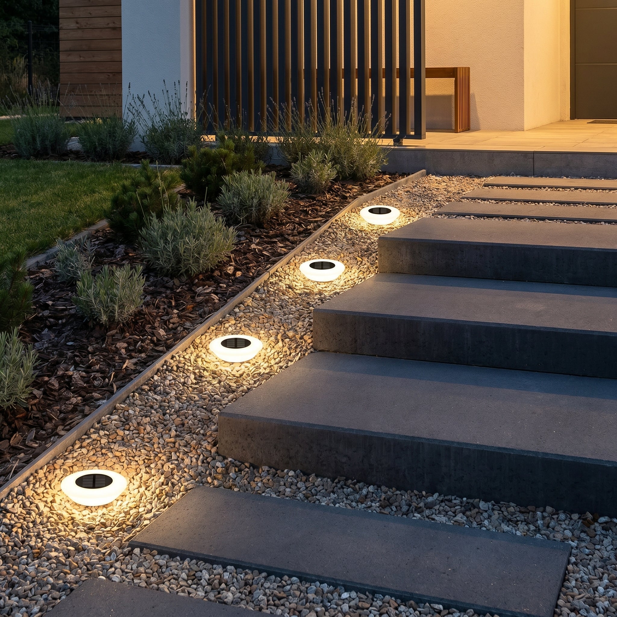 Solar LED - Rundleuchte für Terrasse und Gartenweg - Solar - LED - Leuchte - Voldeva