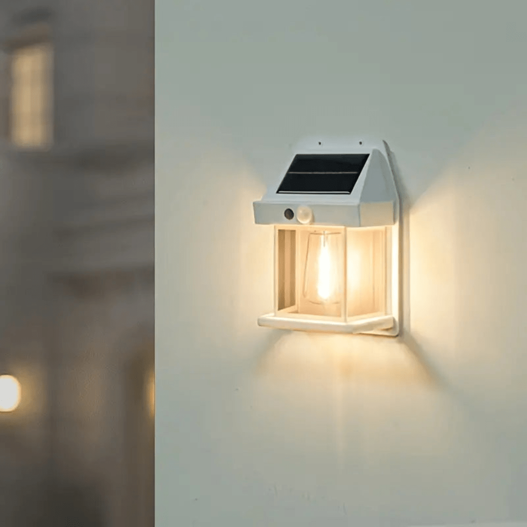 Solar Wandleuchte Außen mit integriertem Bewegungssensor - Solar - Wandleuchte - Weiß - Voldeva