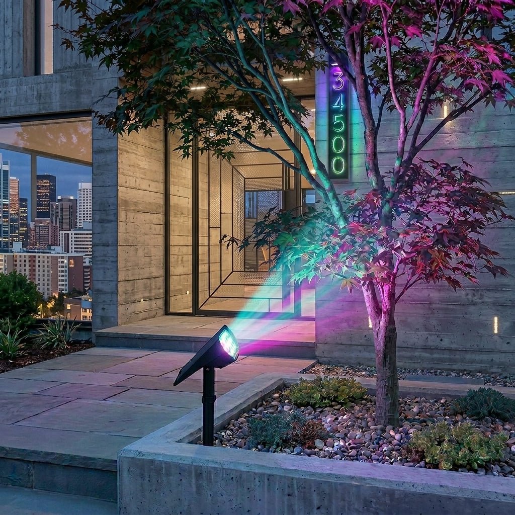 Solarbetriebener LED Gartenspießstrahler - LED - Dekorationslichter - RGB - Voldeva