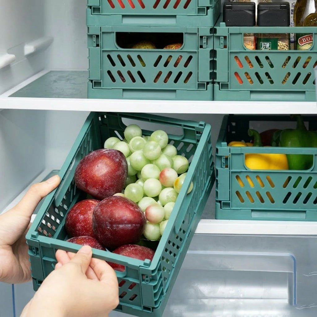 Stapelbare, zusammenklappbare Aufbewahrungsbox für den Außen - und Innenbereich - Aufbewahrung & Organisation - Grün - Voldeva