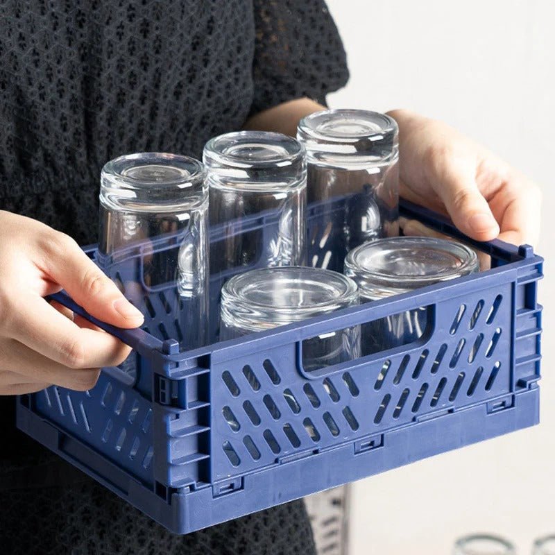 Stapelbare, zusammenklappbare Aufbewahrungsbox für den Außen - und Innenbereich - Aufbewahrung & Organisation - Blau - Voldeva