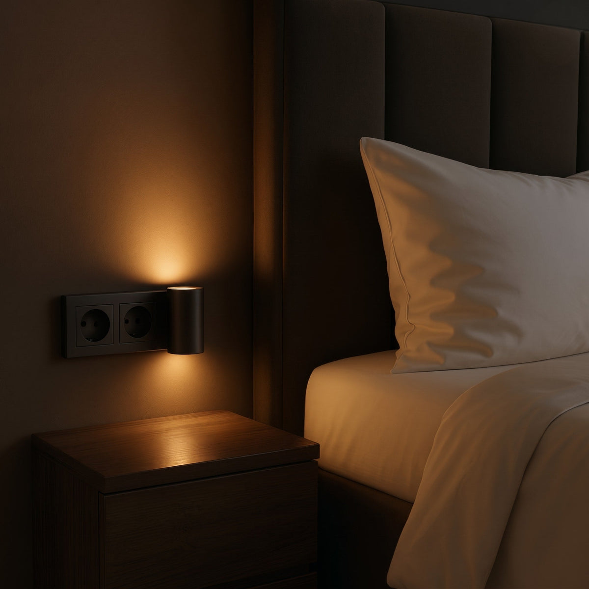 Steckdosen Wandleuchte mit Dämmerungssensor und Lichtdimmer - Night Lights & Ambient Lighting - Schwarz - Voldeva
