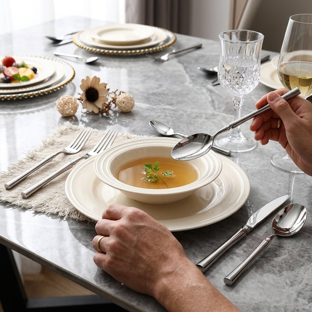 Steelio – 24 - teiliges elegantes Edelstahl - Besteckset - Besteckset - Voldeva