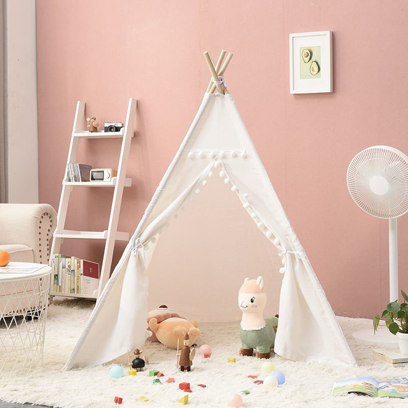 Kinder Tipi - Zelt für Drinnen und Draußen - Tipi - Zelt - Weiß - Voldeva