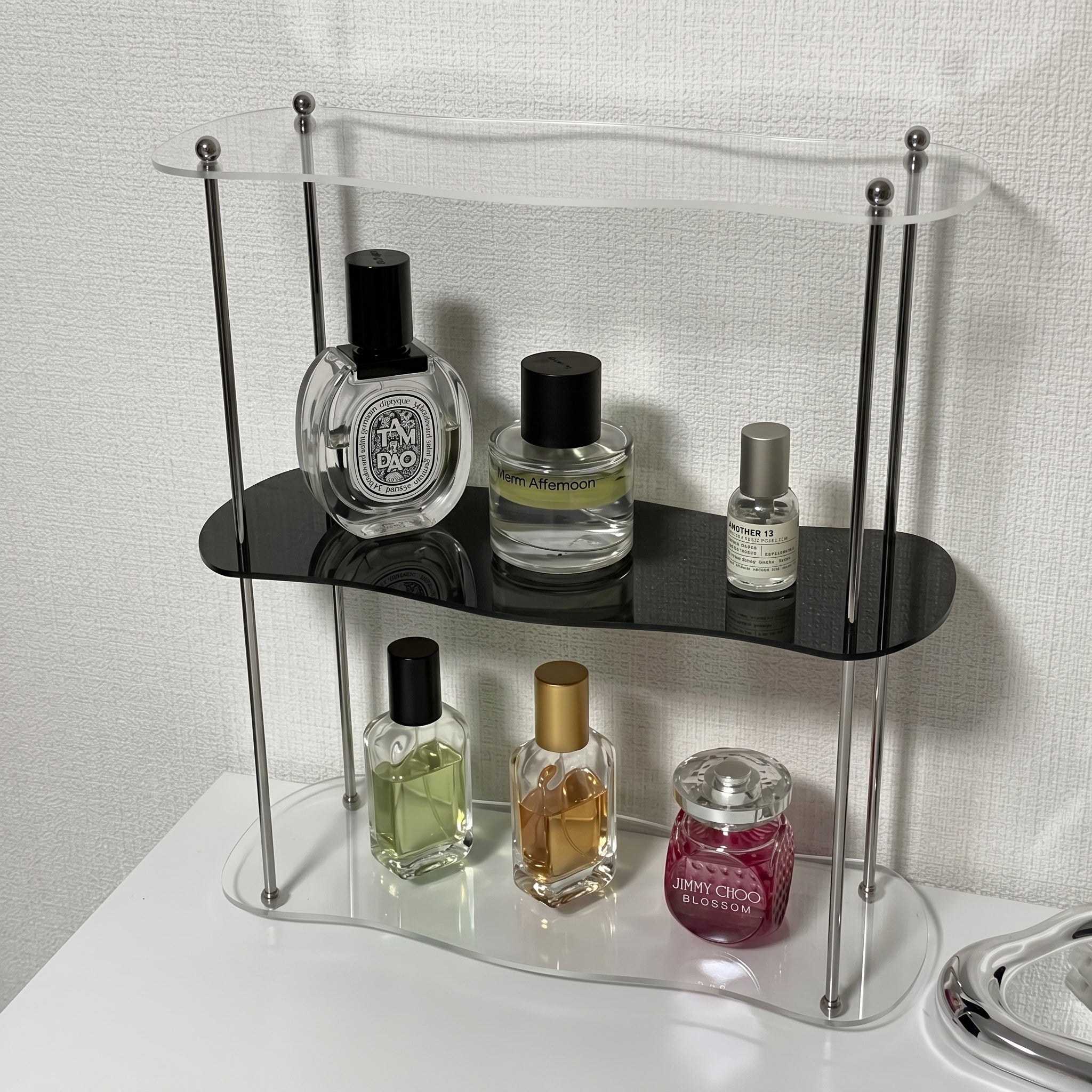 Tisch-Organizer 2-stöckig mit Geschwungener Ablage - Schreibtisch-Organizer - Schwarz - Voldeva